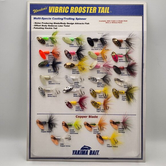 Yakima Bait Wordens Rooster Tail Spinner Sample Display Board 820092 - Picture 1 of 3